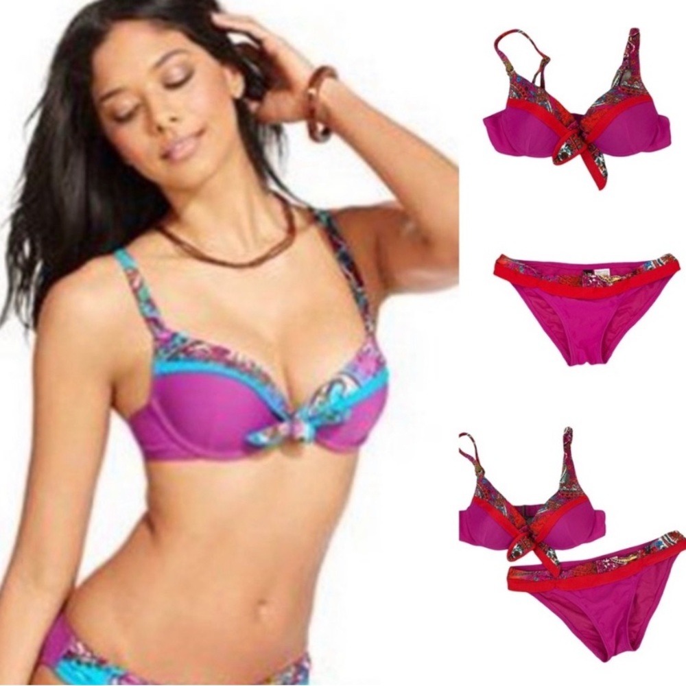 Becca Beach x Rebecca Virtue 2-piece Layered Push up Swimwear Bikini Set S